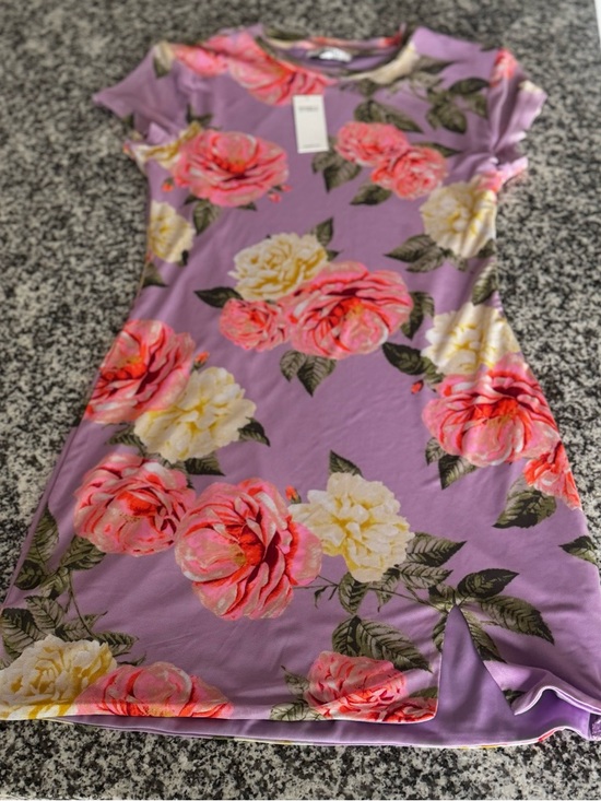 AFRM Lavender Floral Midi Dress with Pink & Yellow Roses NWT - Picture 2 of 6